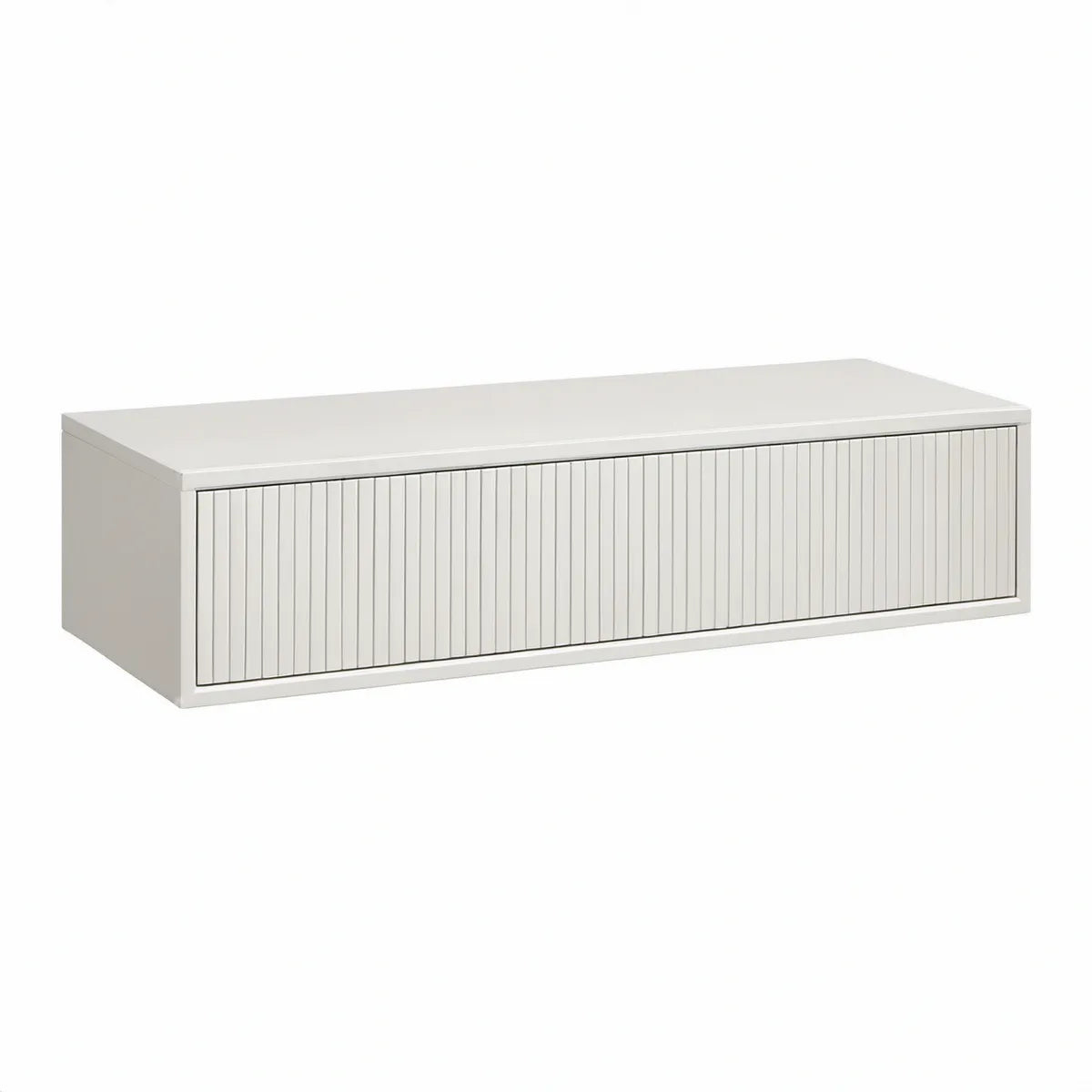 Bílá TV skříňka z MDF s posuvnými žaluziovými dvířky, 120 × 40 × 40 cm