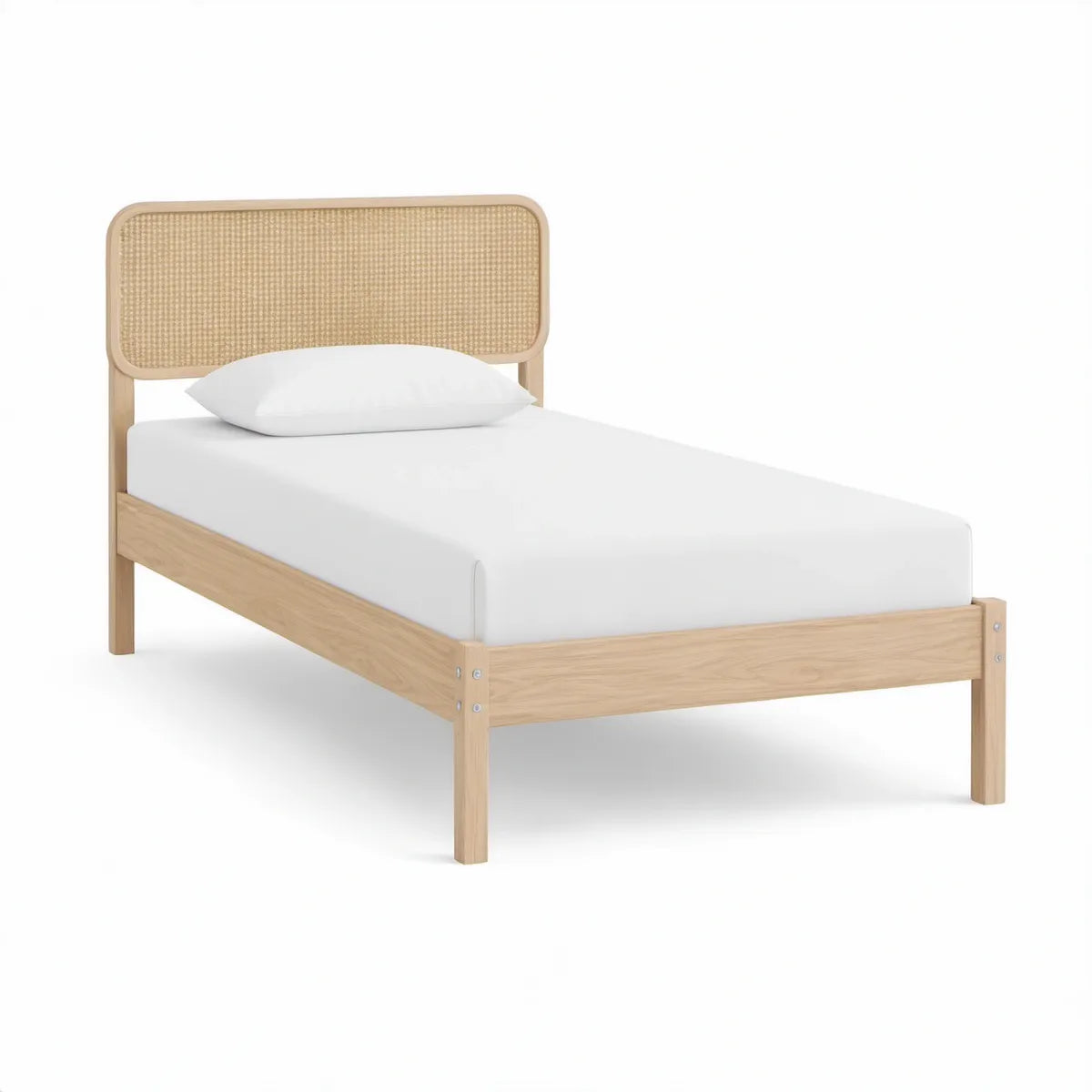 Jednolůžkový rám s ratanovým čelem 90 × 200 cm, přírodní